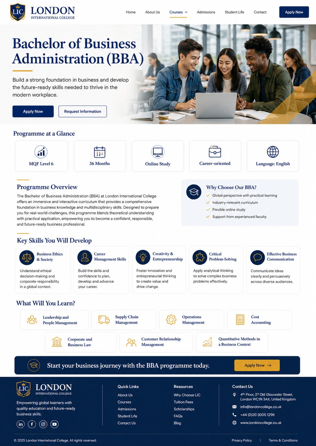 BACHELOR OF BUSINESS ADMINISTRATION (BBA)(TOP-UP) visual overview