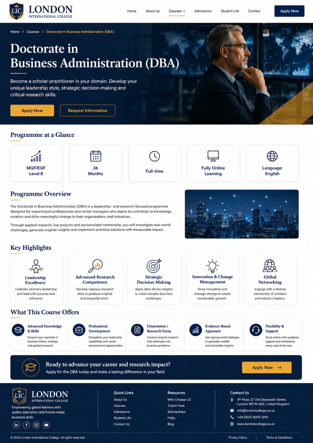 DOCTORATE IN BUSINESS ADMINISTRATION (DBA) visual overview