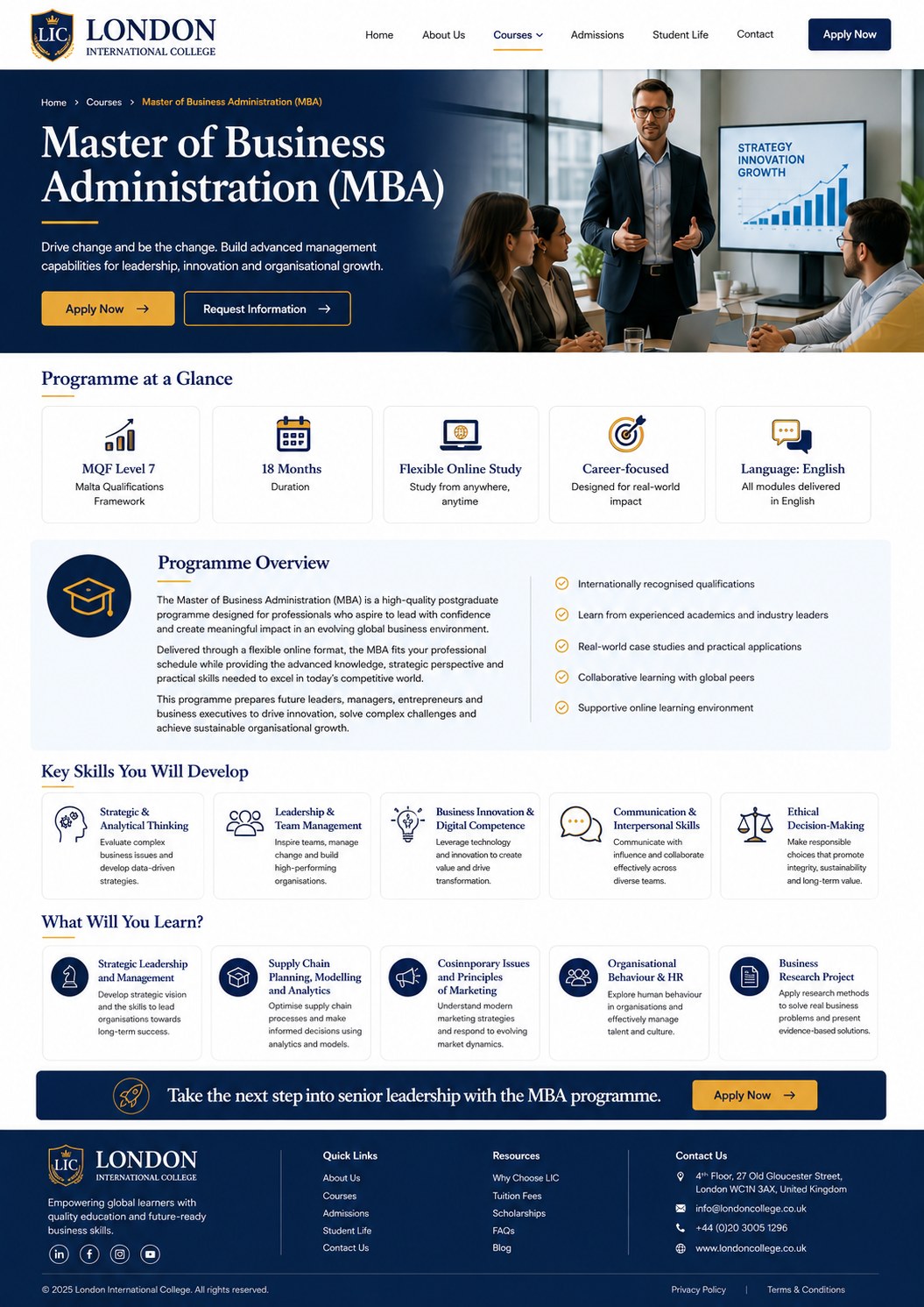 MASTER OF BUSINESS ADMINISTRATION (MBA) visual overview